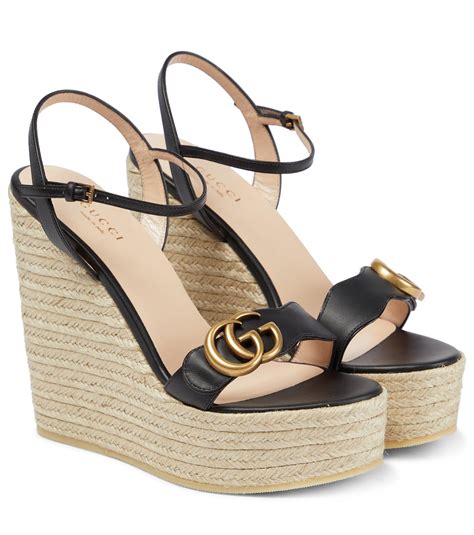 flor logo espadrille wedge sandal gucci|gucci espadrille wedge.